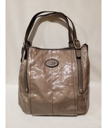 TOD&#39;S Sacca Glossy Canvas &amp; Leather G-Bag Shopper Tote Handbag Taupe Bro... - £175.99 GBP