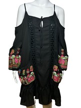 VaVa by Joy Han Dress Women&#39;s Medium Black Embroidery Bohemian Shift Mini - £26.25 GBP
