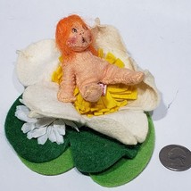 VTG 1990 Annalee Doll Baby in Water Lily on Lilypad Orange Hair Posable EUC - £14.22 GBP