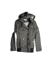 Charlotte Russe Hooded Sweater Jacket Button/Snap Front Black/Gray Women... - £18.85 GBP