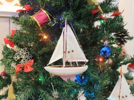 Pink Sailboat Christmas Tree Ornament 9&quot;&quot; - $16.99