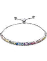 ADIRFINE 18K Gold Plated Multi Colored Cubic Zirconia Adjustable Tennis Bracelet - $47.99