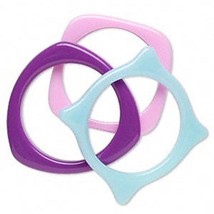 Set of 3 Pink Purple Blue Pastels Assorted Shape Acrylic Bangles Bracelets - £5.36 GBP
