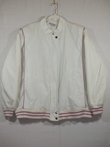 Vintage Nelson Hall Size 22 1/2 White Pink Varsity Jacket, Zip Up - £39.95 GBP