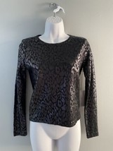 Jennifer Lopez  Black Animal Print Sweater Gilded Glamour XS NEW Shiny J-Lo - £14.97 GBP