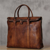 Vintage Distressed Leather Briefcase for Men(brown) - $269.00