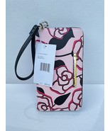 Betsey Johnson Pink Red Rose Floral Wristlet Zip around Wallet Wristlet ... - $49.70