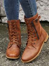 Lace-Up Boots with Side Zipper - $102.65 CAD