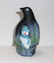 Fenton Glass Black Smiley Christmas Snowman Penguin Figurine Ltd Ed #7/27 Kibbe - £136.20 GBP