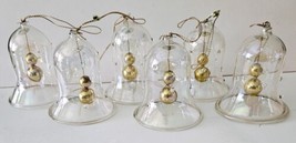 Vintage Christmas Ornament Clear Glass Bells With 2 Ring Balls 2.75” Lot... - £22.41 GBP