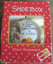 Vintage 1992 Hallmark Shoebox Master Card Glass Christmas Ball Ornament IB - £11.04 GBP