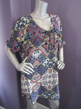 NWT Gypsy05 Bima Printed Silk Lace Front Dolman Sleeve Shift Mini Dress S $242 - £26.47 GBP