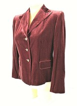 Kasper womens 4P L/S brown VELVET 3 button SILK blend lined jacket (C5)PMTD - £8.50 GBP