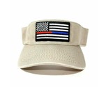 Thin Blue Red Line Flag Visor Hat Embroidered Patch Beige Police Support... - $12.86