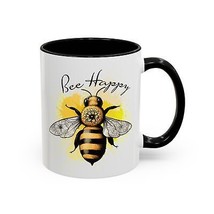bee happy positive vibe Accent Coffee Mug (11, 15oz) summertime gift  - £17.06 GBP+