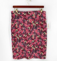 Lularoe Cassie Skirt Size XL Pink Black Yellow Floral Printed Stretch Pe... - $13.86
