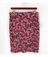 Lularoe Cassie Skirt Size XL Pink Black Yellow Floral Printed Stretch Pe... - $254.68 MXN