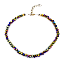 Vintage 14/20 Gold Filled Aurora Borealis Faceted Bead Choker Necklace Small - £13.96 GBP
