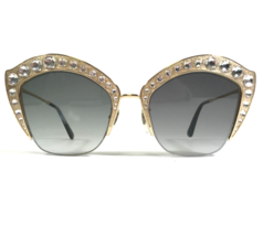 Gucci Sunglasses GG0114S 001 Gold Large Clear Rhinestone Hollywood Forever - £298.78 GBP