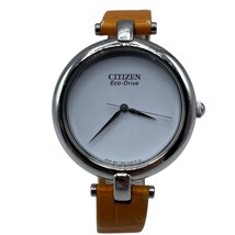 Citizen Eco-Drive Women&#39;s Silver-Tone Accents Leather Strap Watch - $69.29