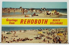 DE Greetings from REHOBOTH Beach Delaware Banner Dual View Postcard I14 - £5.82 GBP