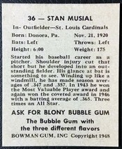 1948 Bowman #36 Stan Musial Rookie Reprint - MINT - St Louis Cardinals - $1.98