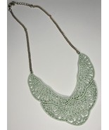Fashion Necklace Pastel Green Color Filigree Jointed Sections Extension ... - $183.60 MXN