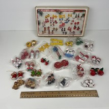 Vtg 50 Piece Hand Painted Small Wooden Christmas Ornaments Orig Box Taiwan READ - £51.59 GBP