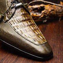 Merida Derby's Shoes Caiman and Lizard Lace Up Olive Green image 7