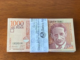 1 Strap of 100 Colombia 1000 Mil Pesos 2008 Consecutive &amp; Uncirculated Banknotes - £474.02 GBP