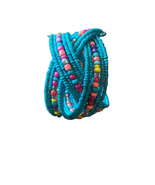 Blue Multicolor Beaded Women&#39;s Woven Southwestern Boho Cuff Bracelet NWOT - £4.66 GBP
