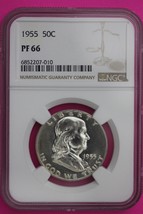 1955 PF 66 Ben Franklin Silver Proof Half Dollar NGC Graded Certified Slab 826 - $99.99