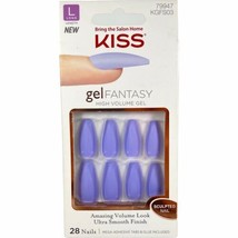 NEW Kiss Nails Gel Fantasy Press or Glue Manicure Long Gel Coffin Matte Purple - £11.09 GBP