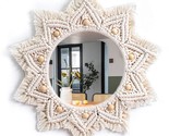 Boho Wall Decor Mirror Macrame Circle Hanging Mirror For Bedroom Living ... - £36.88 GBP