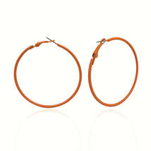 Orange Enamel &amp; Silver-Plated Hoop Earrings - £11.18 GBP