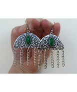 Armenian Half Circle Dangle Drop Earrings with Chrysolite Stone - $43.88 CAD