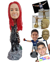Personalized Bobblehead Beautifull young lady wearing a lovely dress riding a go - £72.96 GBP