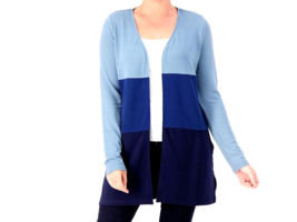 Belle by Kim Gravel Brushed Brushed Knit Duster Cardigan- Blue, LARGE - £23.72 GBP