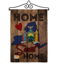 State New York Home Sweet Burlap - Impressions Decorative Metal Wall Hanger Gard - £27.15 GBP