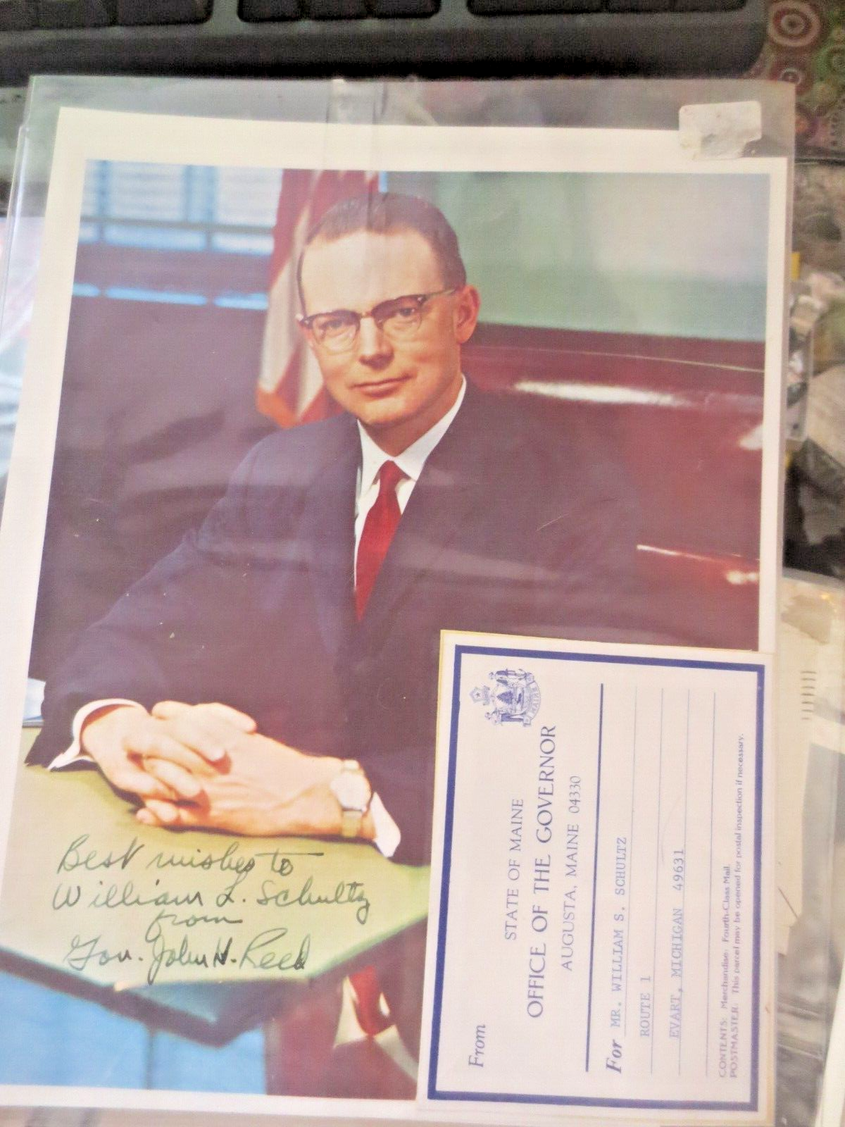 Vintage John Reed Governor Maine autographed signed Photo and letter - $13.99