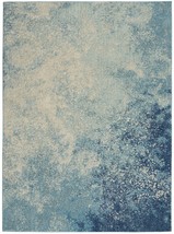 4&#39; X 6&#39; Ivory And Blue Abstract Power Loom Area Rug - £66.32 GBP
