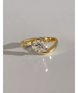 1.5Ct Oval cut Lab Created Daimond Ring in 14K Yellow Gold Plated for women - £117.59 GBP