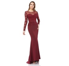JS Collections Womens 10 Wine Illusion Neck Lace Mermaid Gown Defect BV24 - $97.99