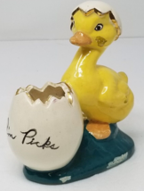 Hatched Duckling Egg Toothpick Holder 1951 Handmade Painted Ceramic - $18.95