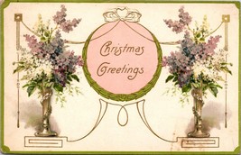 Christmas Greetings Embossed Flowers 1907-1915 Posted Antique Postcard - £5.59 GBP