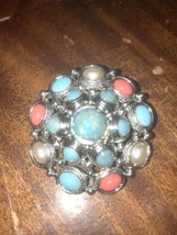 Premier Designs Silver Tone Flower &amp; Rhinestone Brooch Pin Pendant Charm... - $17.60 CAD