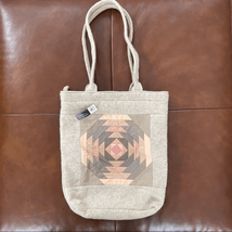 NWT Artisan Mongolian Woolcraft Quilt Square Tote Neutrals New - $32.40