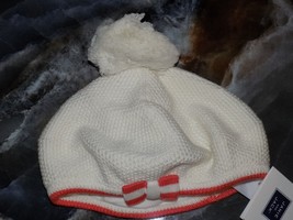 Janie &amp; Jack Cotton Cream Knit W/Pompom Beret Size 3/6 Months Girl&#39;s NEW - £20.02 GBP