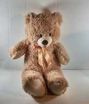 Toys International Teddy Bear Beige Plush 24&quot; Tall With Bow Tie - $15.99