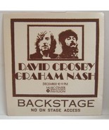 DAVID CROSBY GRAHAM NASH - VINTAGE CONCERT TOUR ORIGINAL CLOTH BACKSTAGE... - $20.00